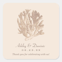 Wedding Monogram Favor Sticker | Ivory Coral