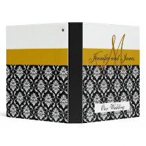 Wedding Monogram Gold Planning Damask Binder