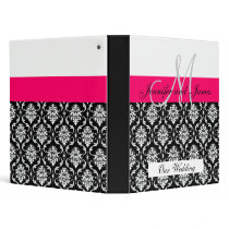 Wedding Monogram Hot Pink Planning Damask Binder