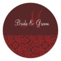 Wedding Monogram In Dark Red stickers by allweddingproducts Wedding Monogram In Dark Red stickers