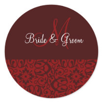 Wedding Monogram In Dark Red stickers