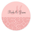 Wedding Monogram In Pink stickers by allweddingproducts Wedding Monogram In Pink stickers