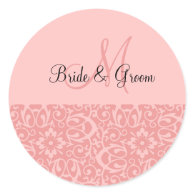 Wedding Monogram In Pink Stickers