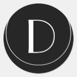 Wedding Monogram Initial D Black and White Label Stickers