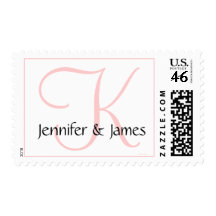 Wedding Monogram K Bride Groom Names Pink Stamp