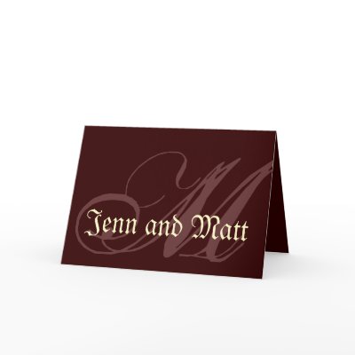 Wedding Monogram M Chocolate & Cream Card