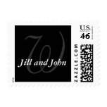Wedding Monogram Names Black White USPS Postage