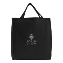Wedding Monogram Names Date Announcement Bag embroidered bags by MonogramGalleryGifts Wedding Monogram Names Date Announcement Bag embroidered bags