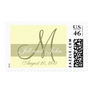 Wedding Monogram Names Date Ivory Postage Stamp stamp