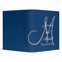 Wedding Monogram Navy Planner Keepsake Binder