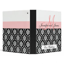 Wedding Monogram Pink Planning Damask Binder