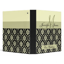 Wedding Monogram Planning Ivory Damask Binder