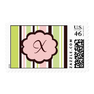 Wedding Monogram Postage in Pink and Brown stamp