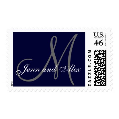 Wedding Monogram Postage Stamps Navy