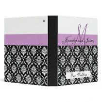 Wedding Monogram Purple Planning Damask Binder