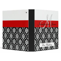 Wedding Monogram Red Planning Damask Binder