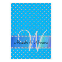 Wedding monogram sky blue diamonds personalized invitation