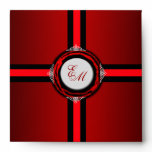Wedding Monogram Square Envelope Red Seal