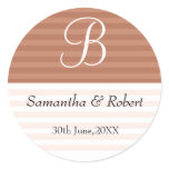 Wedding Monogram Stickers:Brown Stripes