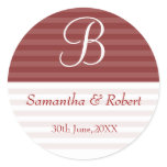 Wedding Monogram Stickers:Brown Stripes