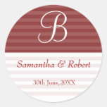 Wedding Monogram Stickers:Brown Stripes