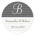 Wedding Monogram Stickers:Green Stripes
