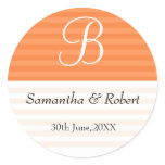 Wedding Monogram Stickers:Orange Stripes