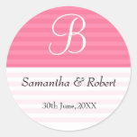 Wedding Monogram Stickers:Pink Stripes