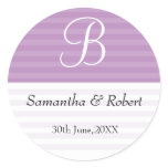Wedding Monogram Stickers:Purple Stripes