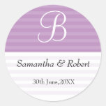 Wedding Monogram Stickers:Purple Stripes