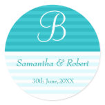 Wedding Monogram Stickers:Teal Stripes