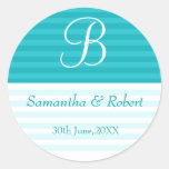 Wedding Monogram Stickers:Teal Stripes