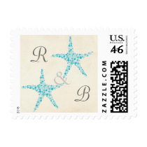 Wedding Monogram Turquoise Aqua Starfish Stamp