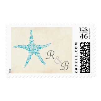 Wedding Monogram Turquoise Aqua Starfish Stamp stamp