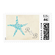 Wedding Monogram Turquoise Aqua Starfish Stamp