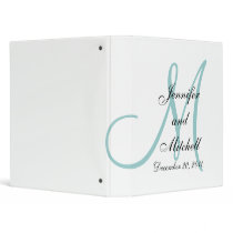 Wedding Monogram White Blue Keepsake Planner binders by monogramgallery Wedding Monogram White Blue Keepsake Planner binders