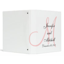 Wedding Monogram White Pink Keepsake Planner binders