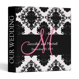 Wedding Monograms Damask Pink Planner Binders