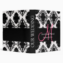 Wedding Monograms Damask Pink Planner Binders