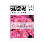Wedding name pink flowers postage