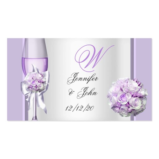 Wedding Name Place Lavender Purple Lilac 3 Business Card (back side)