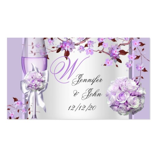Wedding Name Place Lavender Purple Lilac 4 Business Card (back side)
