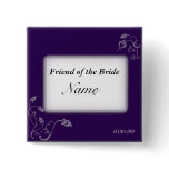 Wedding name tag - Puple vines Button