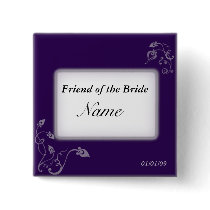 Wedding name tag - Puple vines buttons