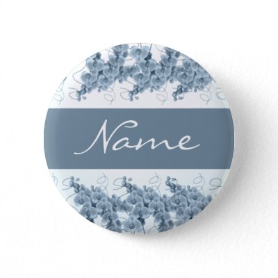 Wedding name tags customizable blue orchids pins by Florals
