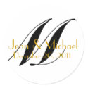 Wedding Names & Date Monogram Sticker Gold