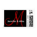 Wedding Names & Monogram M Stamp Black and Red by monogramgallery Wedding Names & Monogram M Stamp Black and Red