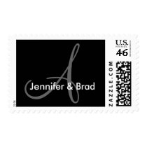 Wedding Names & Monogram Stamp Black and Grey