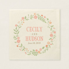 Wedding Napkins | Country Florals Pink Paper Napkins