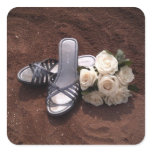 Wedding on a Red Sand Beach Square Sticker